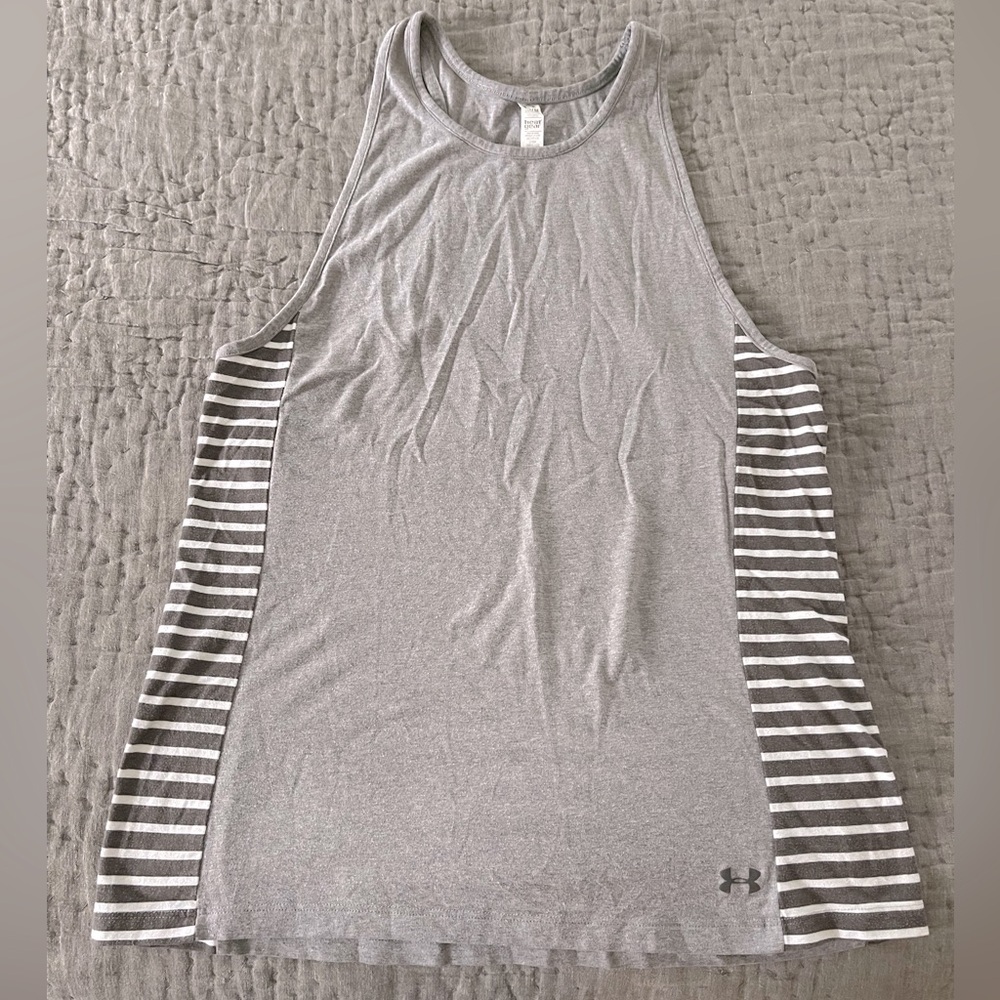 Under Armour Gray Beige Greige & White Tank Top High Neck Medium